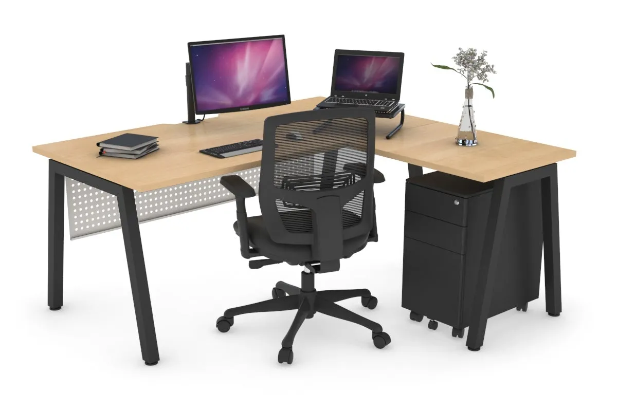 Quadro A Legs L-Shaped Corner Office Desk [1600L x 1800W with Cable Scallop]