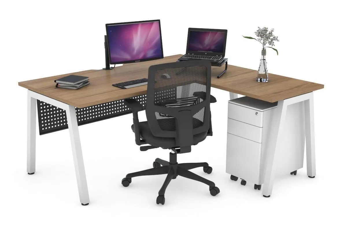 Quadro A Legs L-Shaped Corner Office Desk [1600L x 1800W with Cable Scallop]