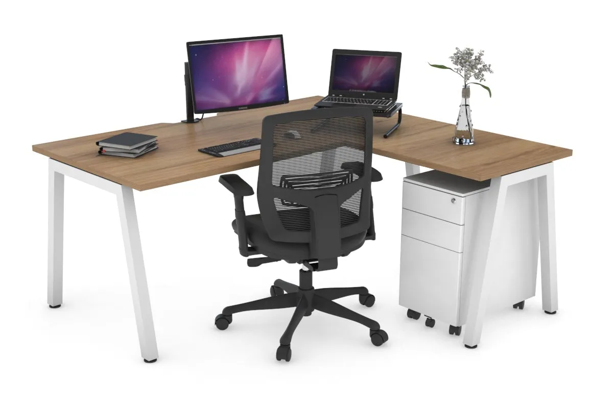 Quadro A Legs L-Shaped Corner Office Desk [1600L x 1800W with Cable Scallop]