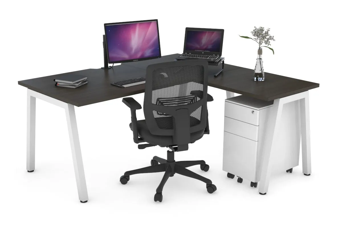 Quadro A Legs L-Shaped Corner Office Desk [1600L x 1800W with Cable Scallop]