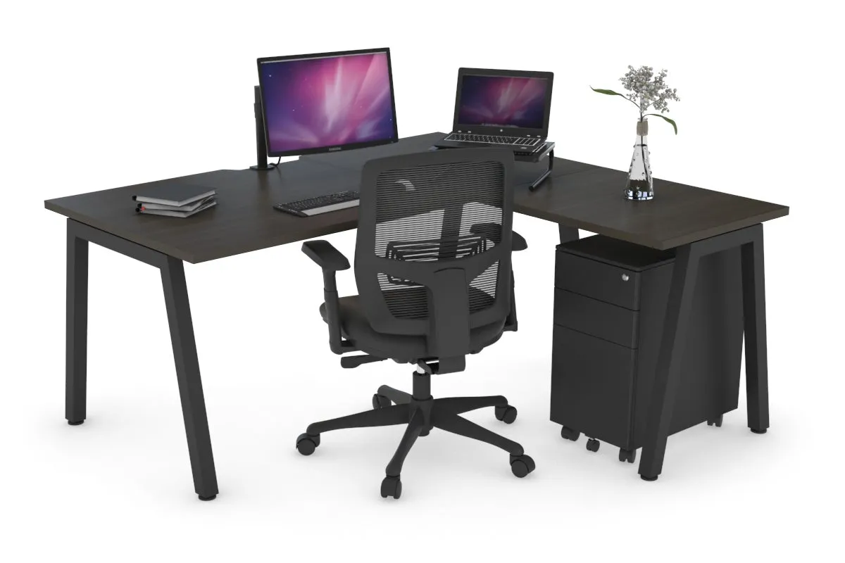 Quadro A Legs L-Shaped Corner Office Desk [1600L x 1800W with Cable Scallop]