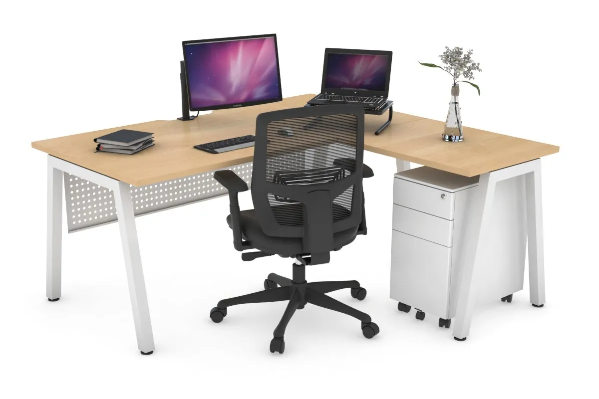 Quadro A Legs L-Shaped Corner Office Desk [1600L x 1800W with Cable Scallop]