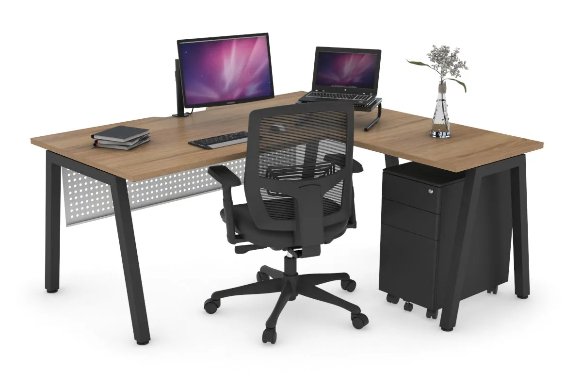 Quadro A Legs L-Shaped Corner Office Desk [1600L x 1800W with Cable Scallop]