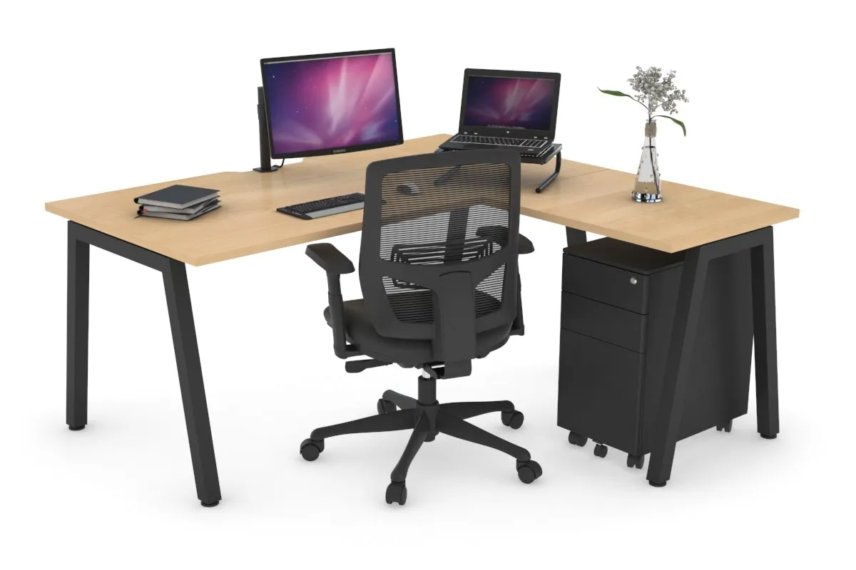 Quadro A Legs L-Shaped Corner Office Desk [1600L x 1800W with Cable Scallop]