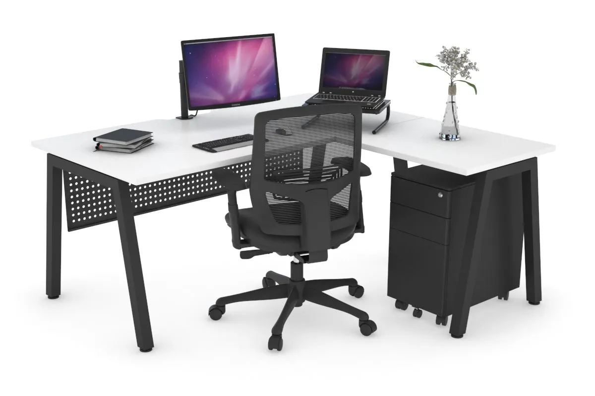 Quadro A Legs L-Shaped Corner Office Desk [1600L x 1800W with Cable Scallop]