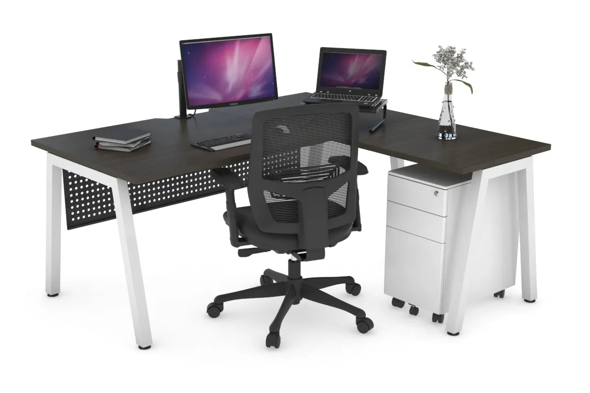 Quadro A Legs L-Shaped Corner Office Desk [1600L x 1800W with Cable Scallop]