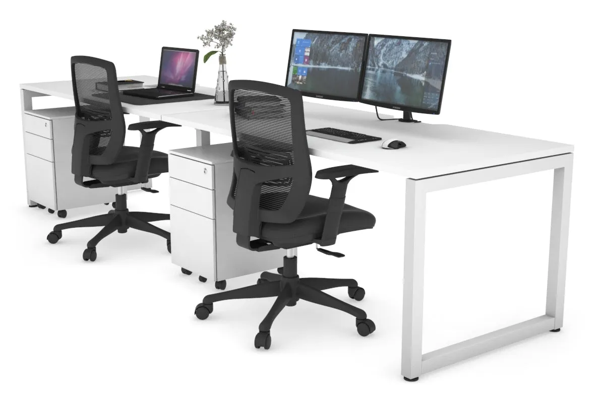 Quadro Loop Legs 2 Person Run Office Workstation [1600L x 800W with Cable Scallop]