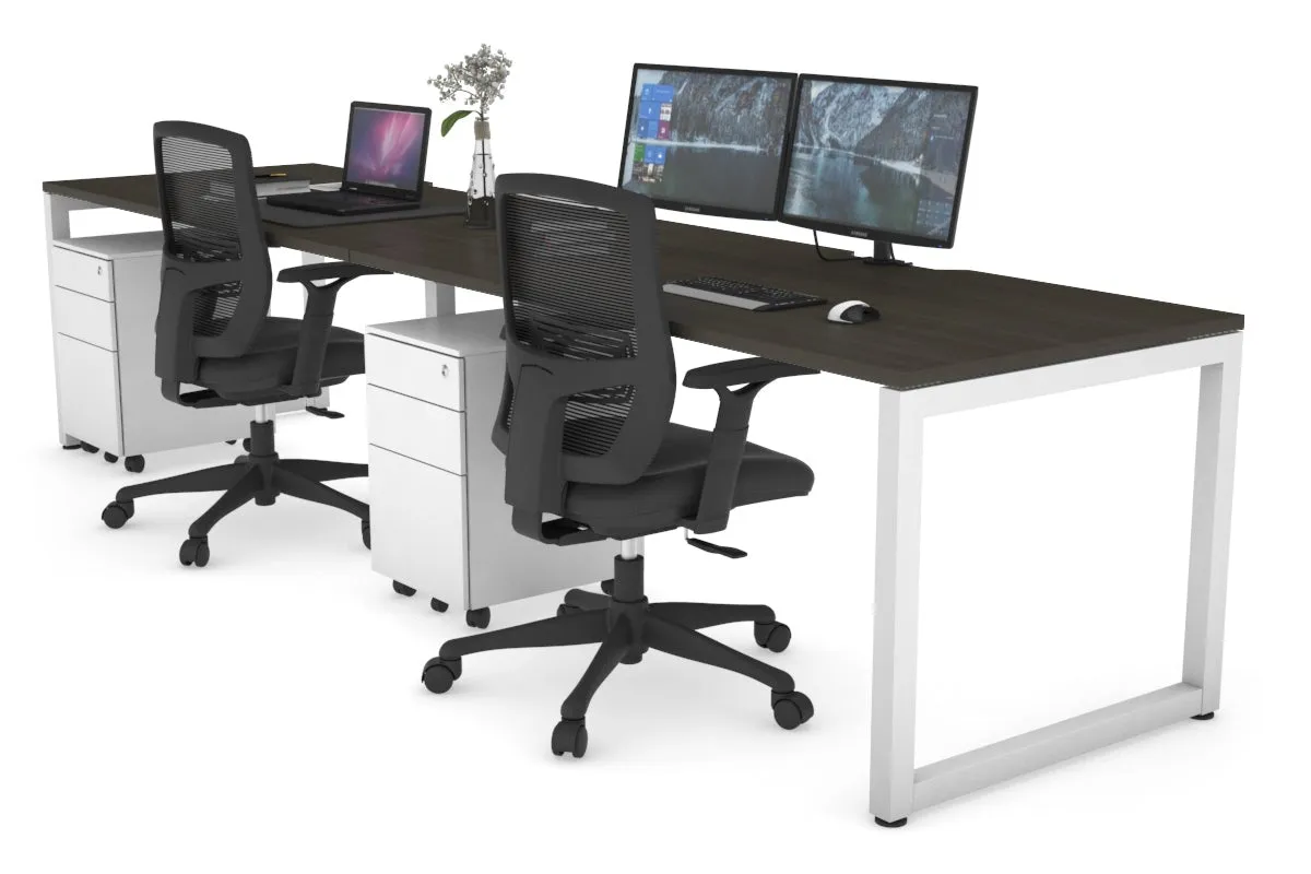 Quadro Loop Legs 2 Person Run Office Workstation [1600L x 800W with Cable Scallop]