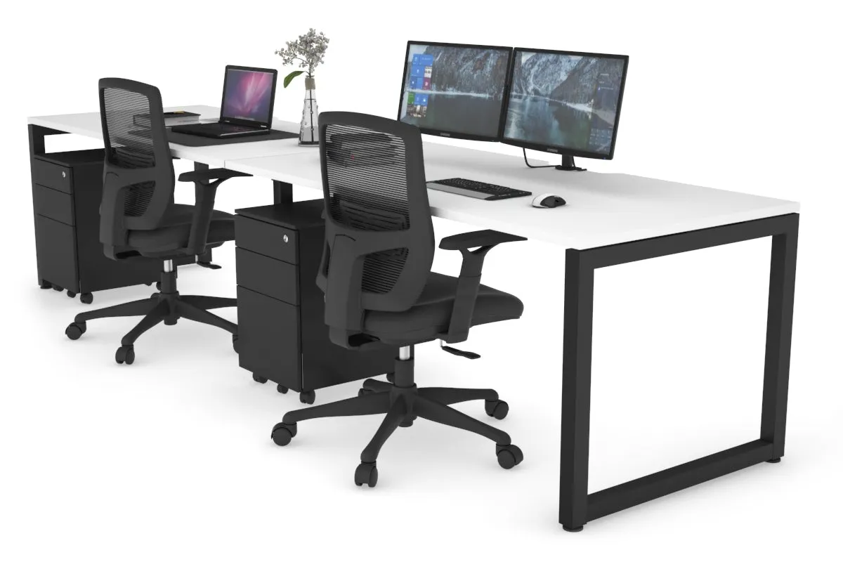 Quadro Loop Legs 2 Person Run Office Workstation [1600L x 800W with Cable Scallop]