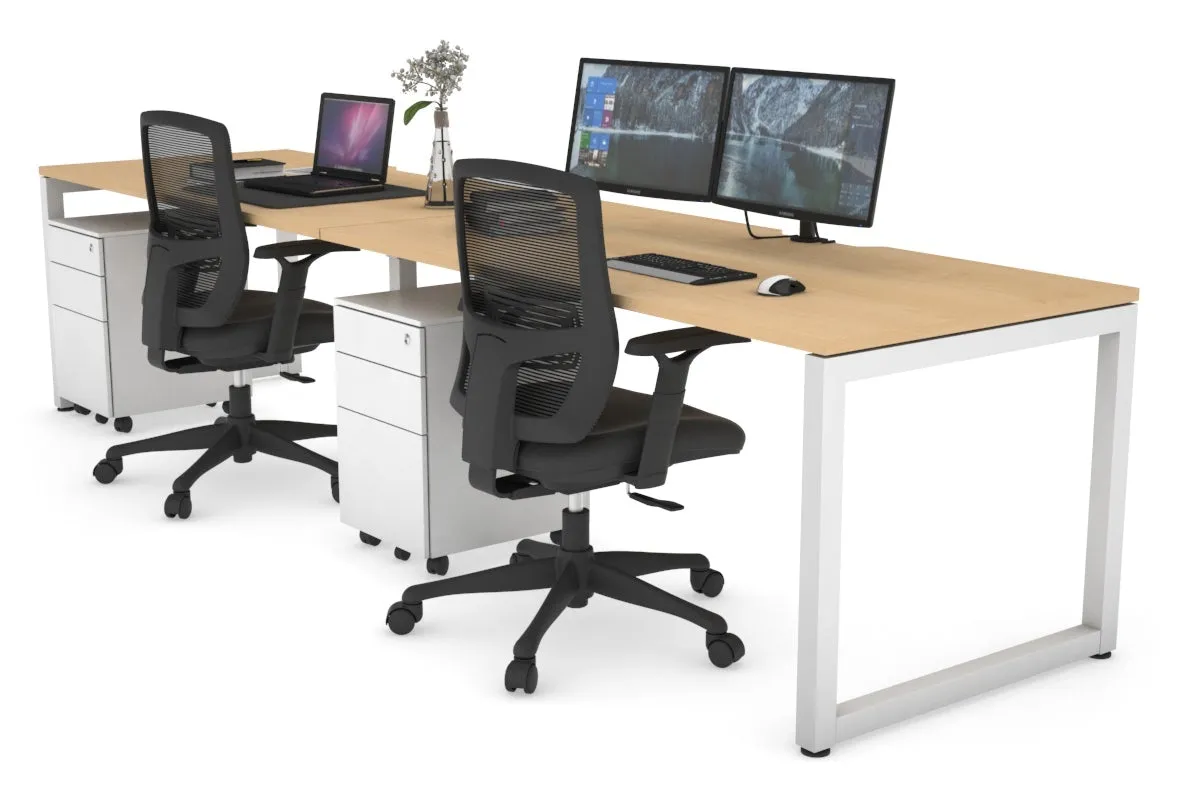 Quadro Loop Legs 2 Person Run Office Workstation [1600L x 800W with Cable Scallop]