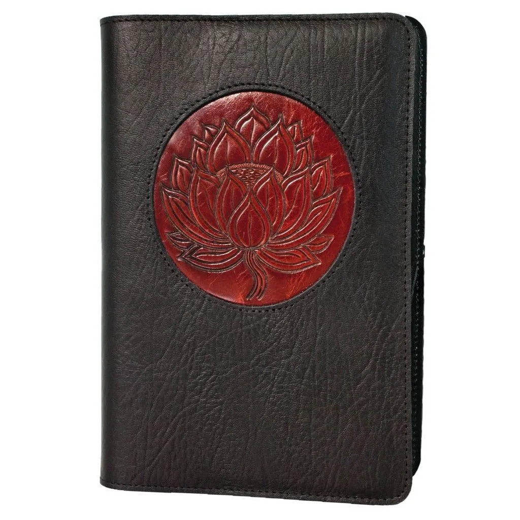 Refillable Leather Icon Journal, Lotus Flower