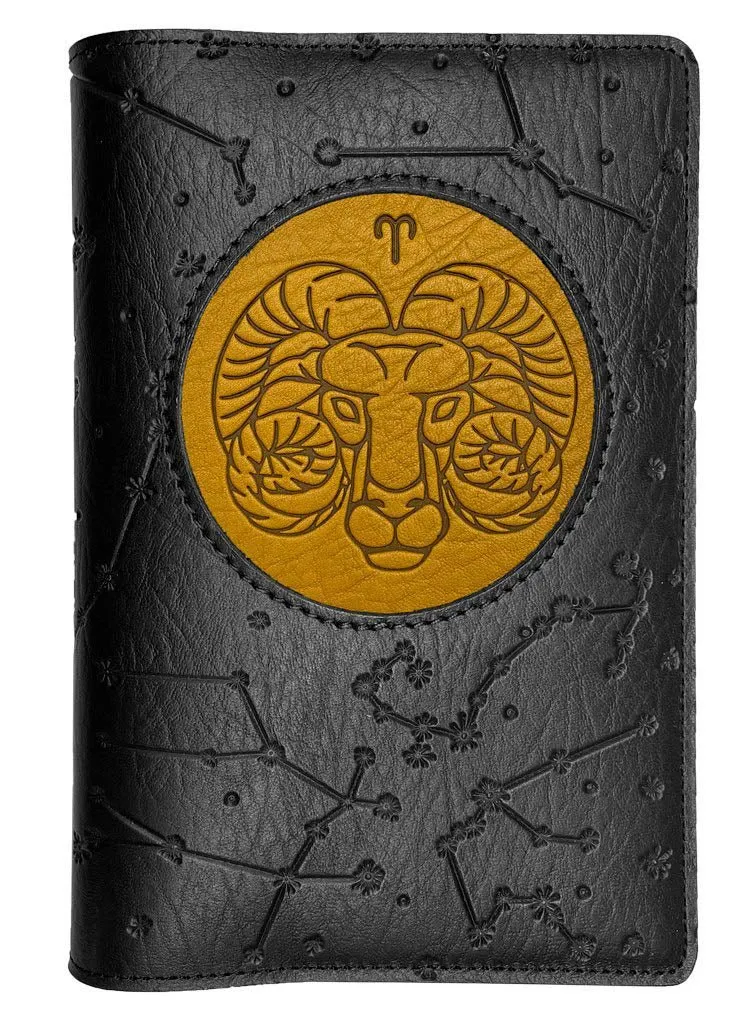 Refillable Leather Journal, Zodiac Icon, Aries