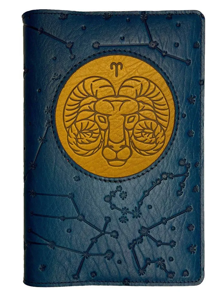 Refillable Leather Journal, Zodiac Icon, Aries