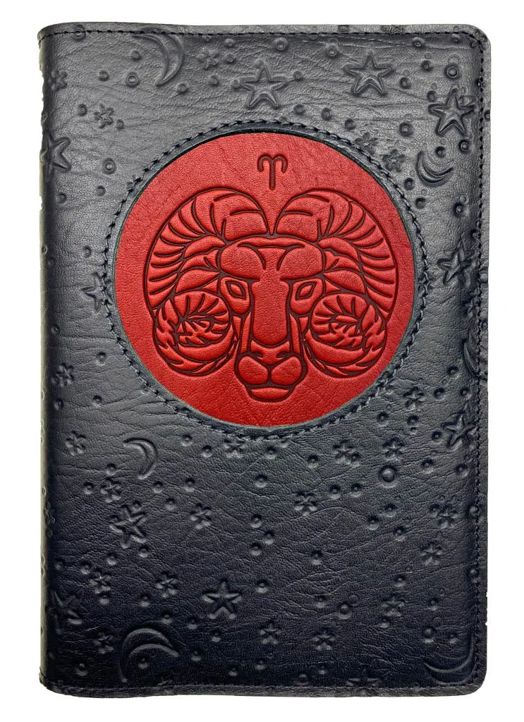 Refillable Leather Journal, Zodiac Icon, Aries