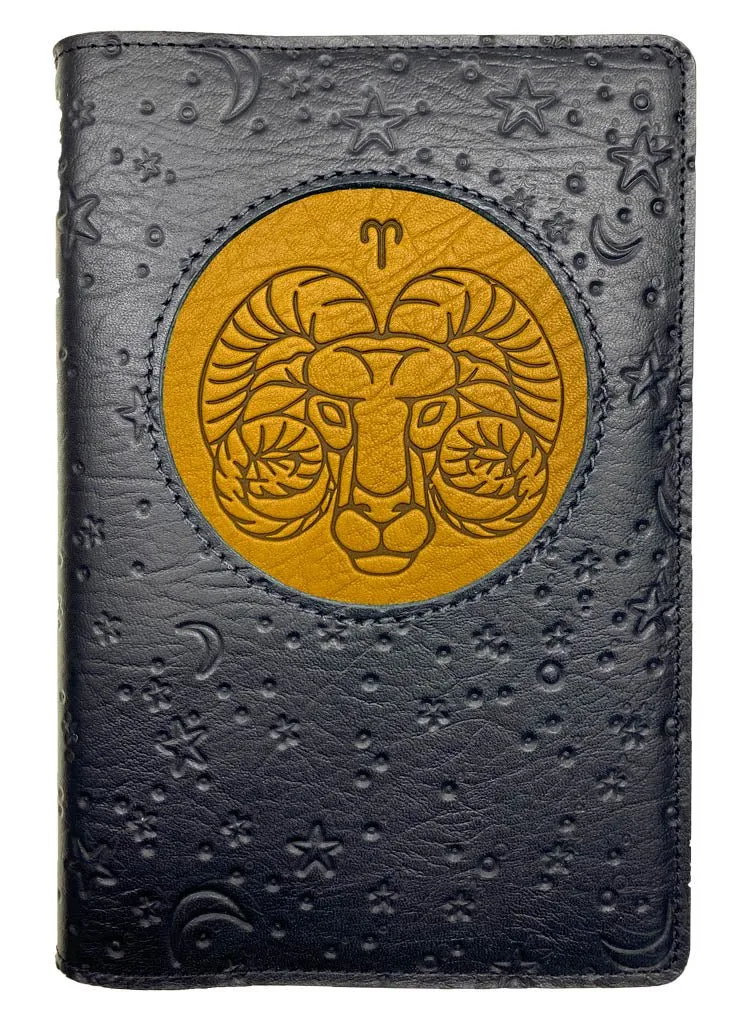 Refillable Leather Journal, Zodiac Icon, Aries