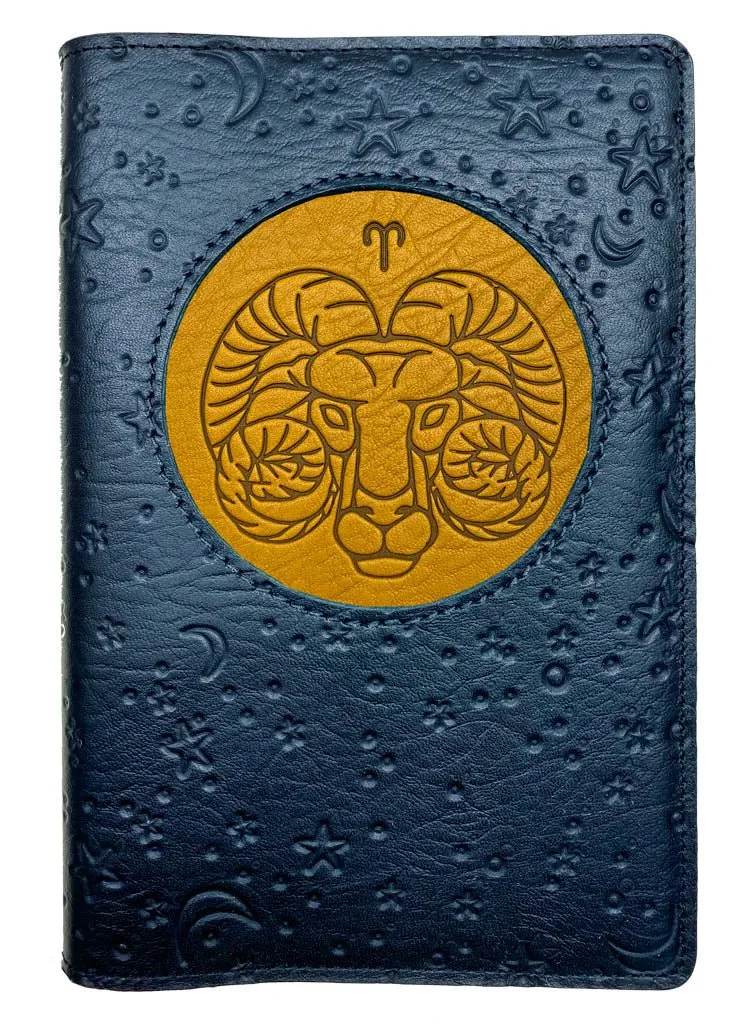 Refillable Leather Journal, Zodiac Icon, Aries