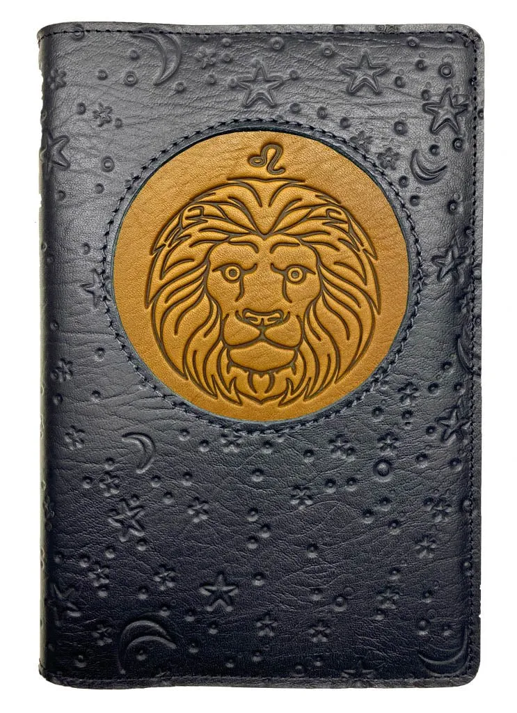 Refillable Leather Journal, Zodiac Icon, Leo