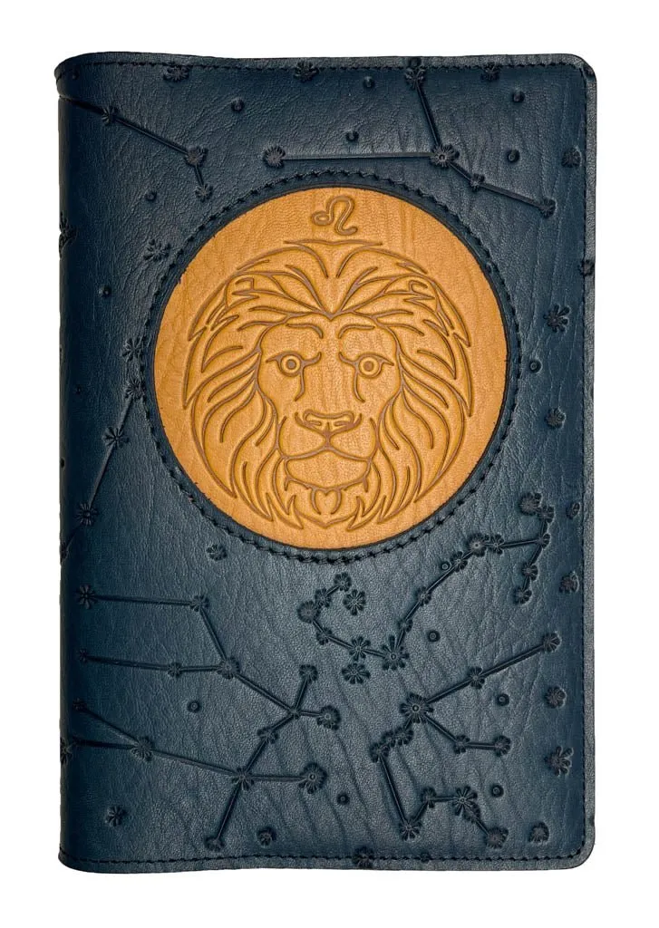 Refillable Leather Journal, Zodiac Icon, Leo