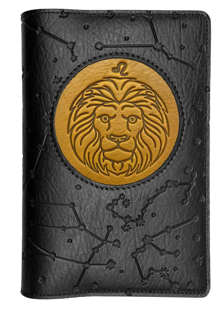 Refillable Leather Journal, Zodiac Icon, Leo