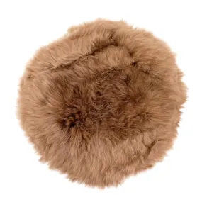 Round Chair Mat Long Wool - Toffee - 37cm Diameter - Australian Merino Sheepskin