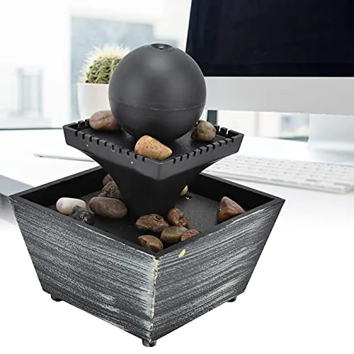 Set of 2 LED Tabletop Fountain, 3V Fashion Desktop Water Fountain Easy to Use with Stones for Living Room for Office for Bedroom