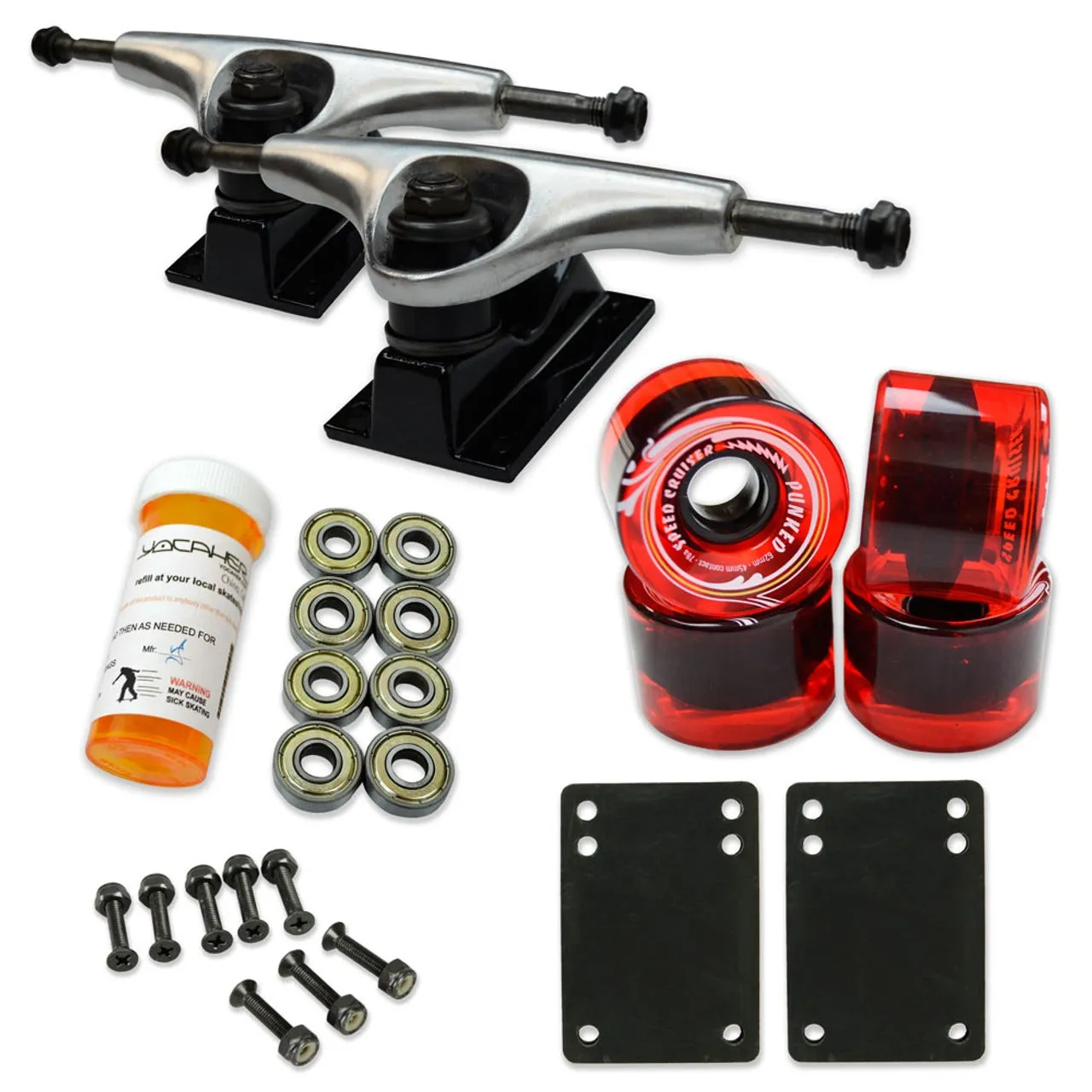 Skateboard Starter Combo Kit - 62mm Wheels - 2 tone trucks