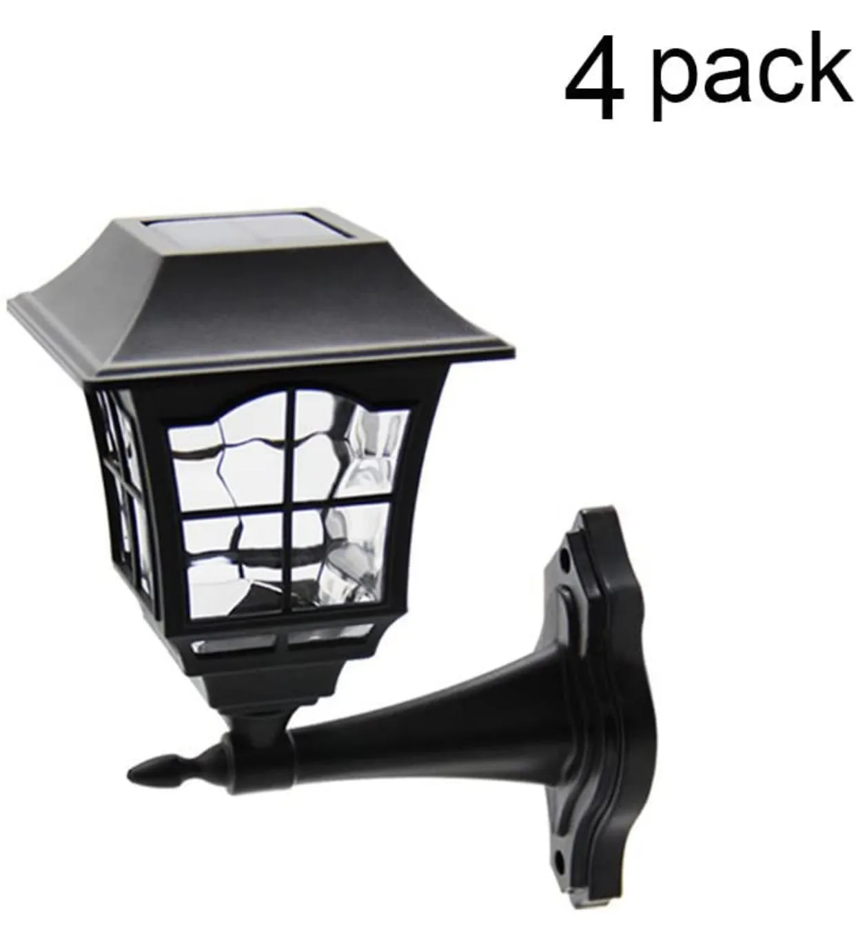 SmartYard 4 Pack Solar Wall Lantern Outdoor Wall Sconce 15 Lumens Solar Outdoor Christmas Led Light Fixture with Wall Mount Kit