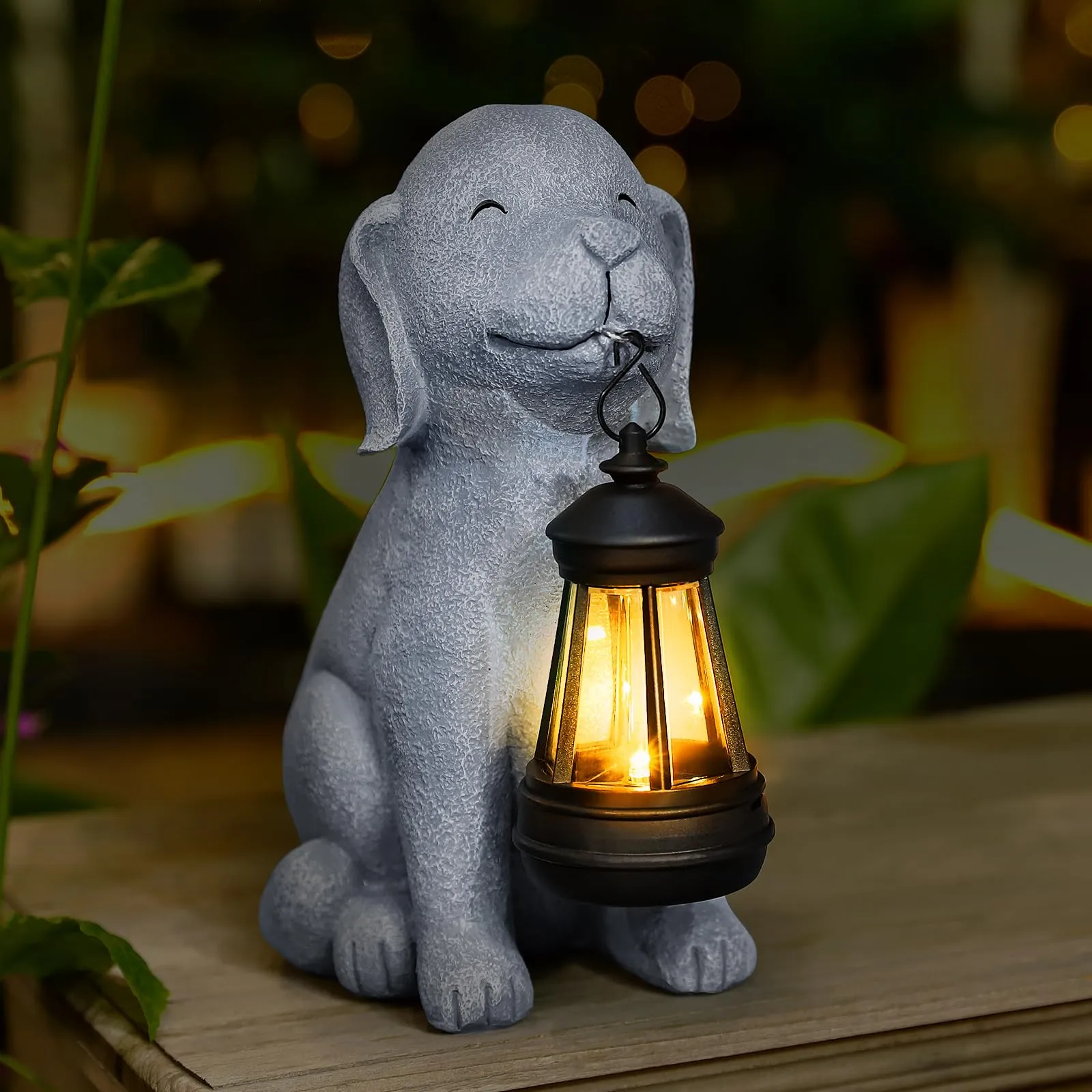 Solar Dog Statues for Garden Decorations, Solar Garden Gifts Statues for Patio, Balcony, Yard Ornament, Unique House Warming Garden Gifts Figurine Lights, Garden Gifts for Women, Mom