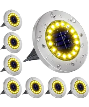 Solar Garden Disk Lights 16LED Solar Ground Lights Underground Lights,4 Pack-20 Lumen