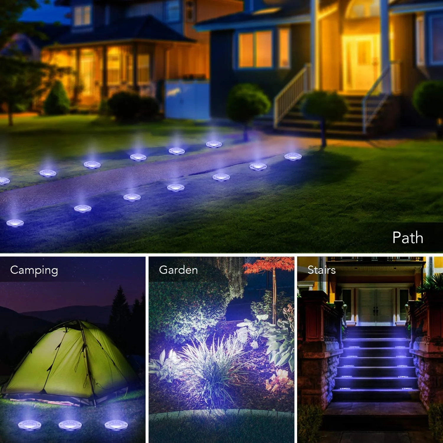 Solar Garden Disk Lights 16LED Solar Ground Lights Underground Lights,4 Pack-20 Lumen