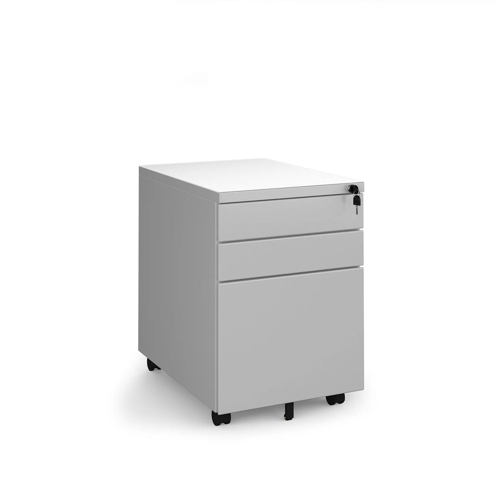 Steel 3 drawer wide mobile pedestal