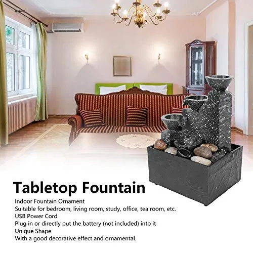 Tabletop Fountain, Beautiful Exquisite Home Decor, LED Lights for Home Office Ornament Crafts Table Decoration