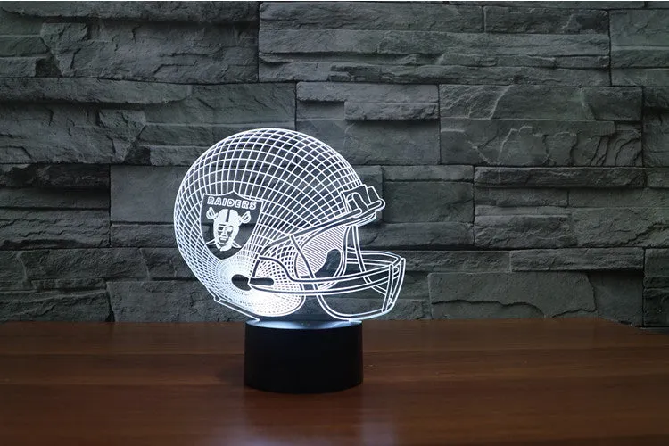 Touch switch NFL Team Logo 3D Light LED Oakland Raider Football Cap Helmet 7 color changing USB table desk Lamp as gift IY803663