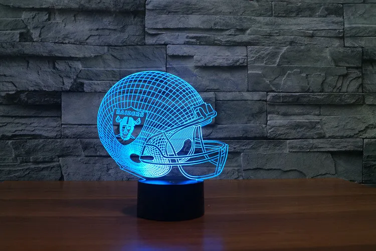 Touch switch NFL Team Logo 3D Light LED Oakland Raider Football Cap Helmet 7 color changing USB table desk Lamp as gift IY803663