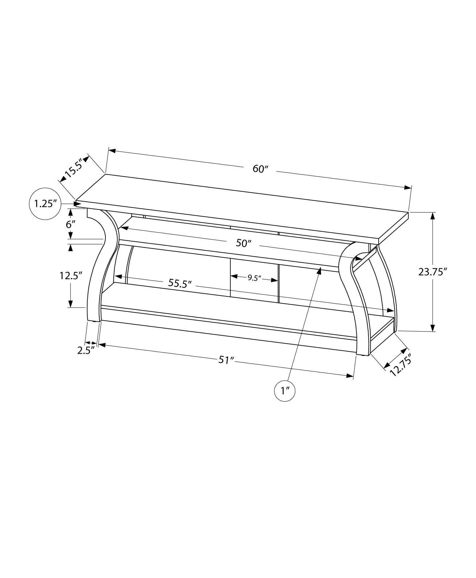 Tv Stand - 60"L / Dark Taupe