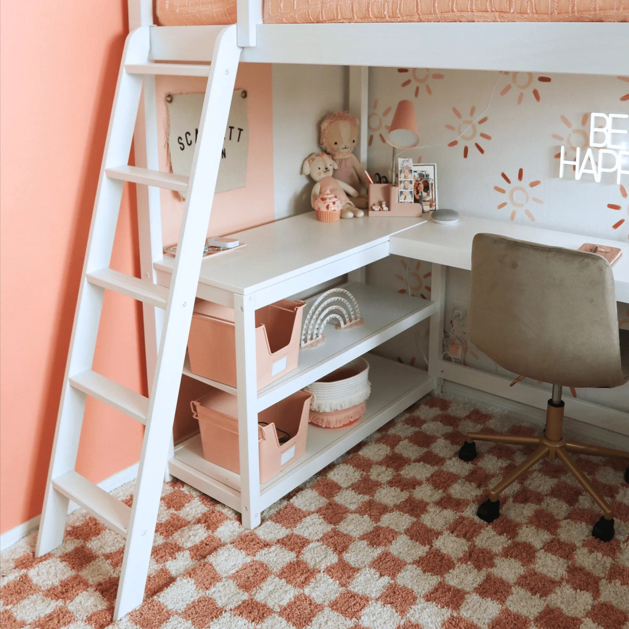 Twin Loft Bed With Wraparound Desk & Shelves