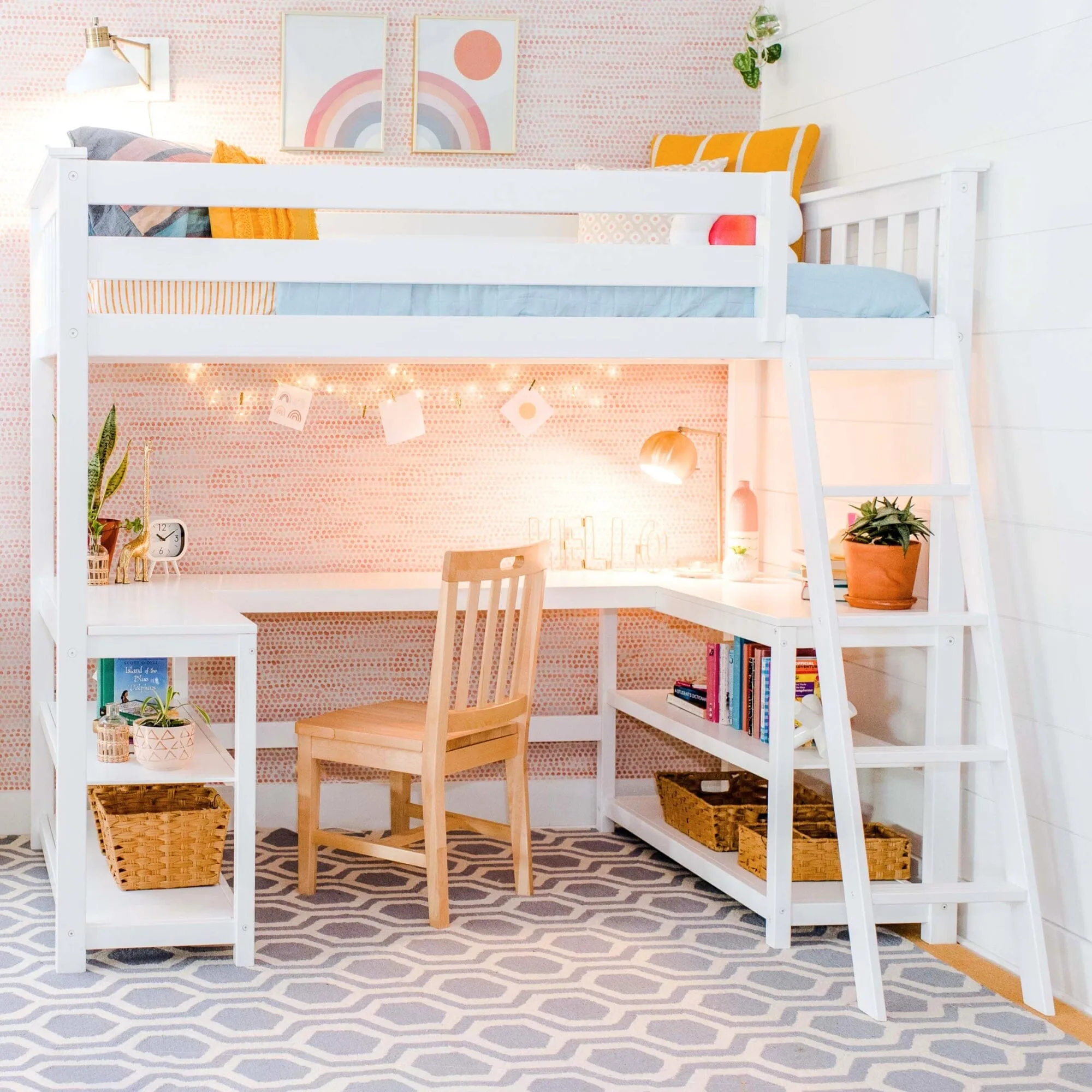 Twin Loft Bed With Wraparound Desk & Shelves