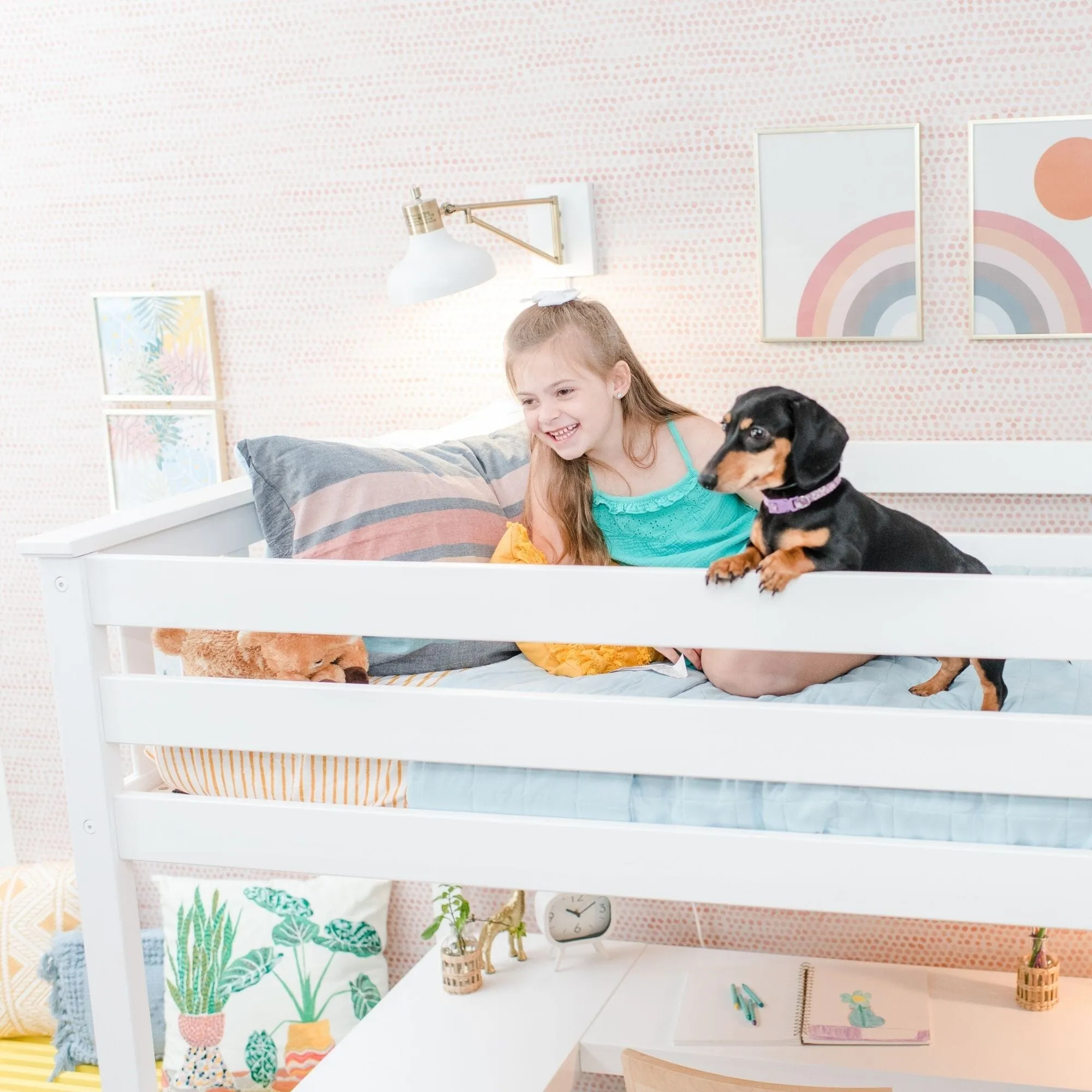 Twin Loft Bed With Wraparound Desk & Shelves