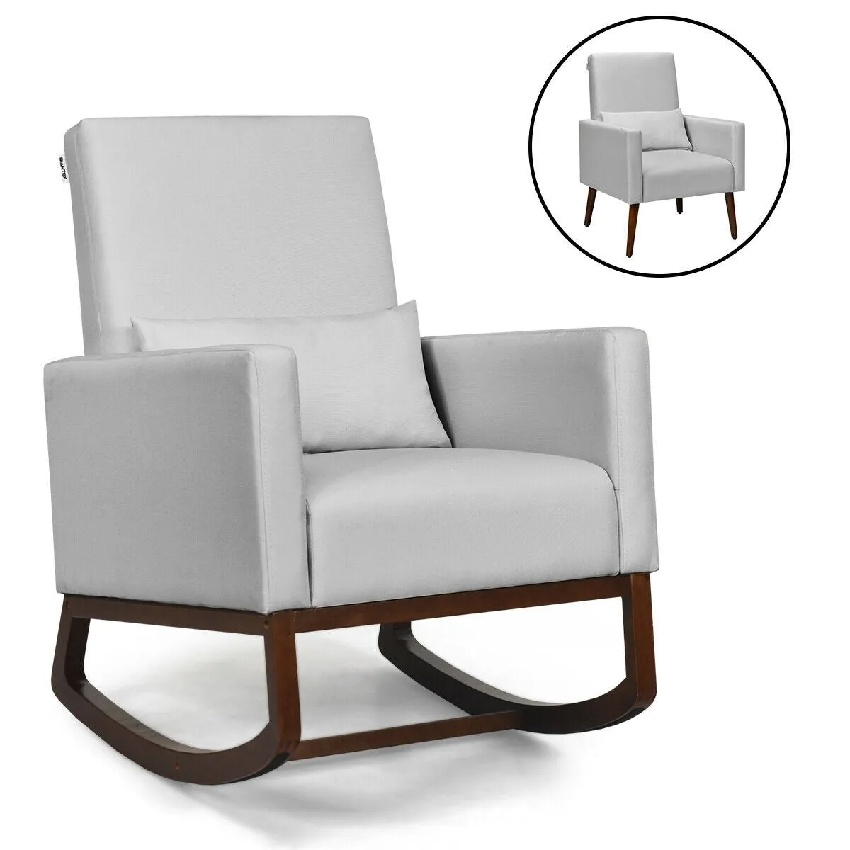 Upholstered Rocking Chair - Light Grey