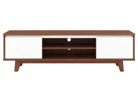 White and Dark Brown Wood TV Stand for TVs up to 68 Inches