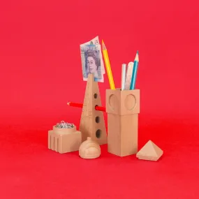 Wooden City Desk Tidy Stationery Holder