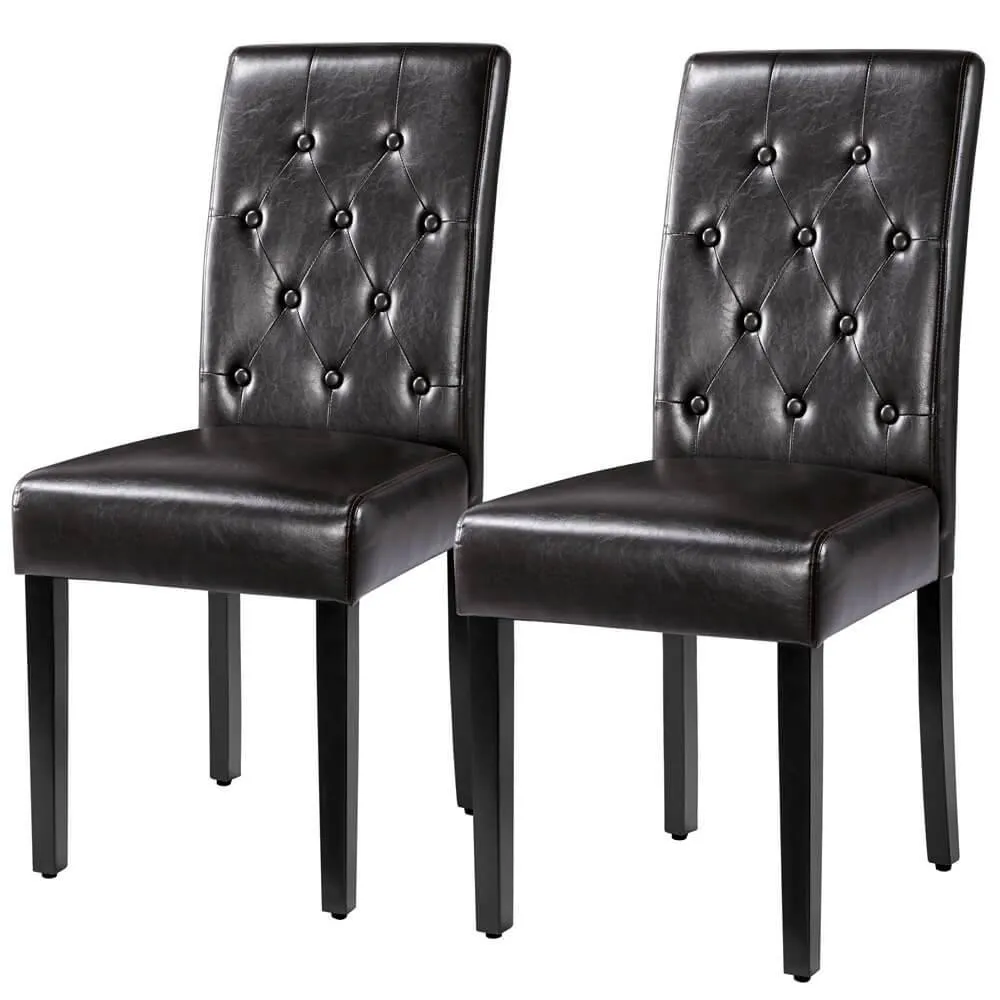 Yaheetech Button Tufted Dining Chairs Parsons Chair Set of 2