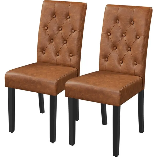 Yaheetech Button Tufted Dining Chairs Parsons Chair Set of 2