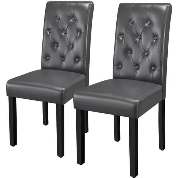 Yaheetech Button Tufted Dining Chairs Parsons Chair Set of 2