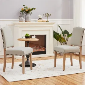 Yaheetech Dining Room Chair Fabric Parsons Chairs with Nailhead Trim